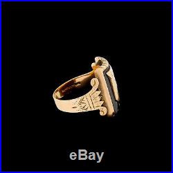 Vtg Antique 10k Gold Victorian Mens Signet Shield Ring Size 10.25 Patent 1885