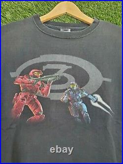 Vtg Halo 3 Shirt 2007 Y2K Video Game Graphic Tee Red Blue Spartan Xbox Promo XL