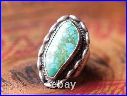 Vtg Hand Made Sterling Silver Men's Turquoise Ring 22.3 g Size 11.75
