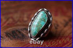Vtg Hand Made Sterling Silver Men's Turquoise Ring 22.3 g Size 11.75