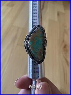 Vtg Hand Made Sterling Silver Men's Turquoise Ring Size 12
