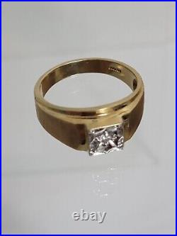 Vtg JED 14KP Solid Yellow Gold genuine Diamond Ring Size-9.5 Estate Men 5.1g