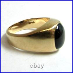 Vtg Men's Art Deco 14K Yellow Gold 3.85 ct Oval Black Star Sapphire Ring Sz 9