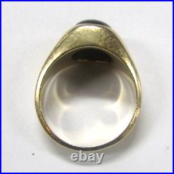 Vtg Men's Art Deco 14K Yellow Gold 3.85 ct Oval Black Star Sapphire Ring Sz 9