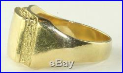 Vtg Mens 18k Gold Malachite Signet Ring Size 10