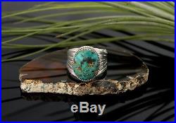 Vtg Sterling Silver Navajo Spectacular Turquoise Mens Ring sz 11