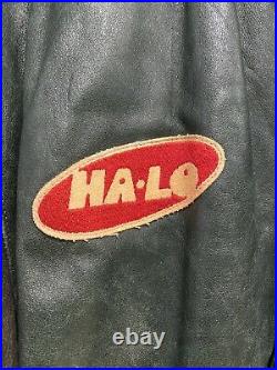 Vtg Vintage Roots Canada Halo Ha-lo 100% Leather Varsity Bomber Jacket Coatl