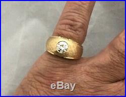 WOW 1960s VINTAGE 14K YELLOW GOLD 1.30CT DIAMOND MENS DIAMOND SOLITAIRE RING
