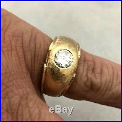 WOW 1960s VINTAGE 14K YELLOW GOLD 1.30CT DIAMOND MENS DIAMOND SOLITAIRE RING