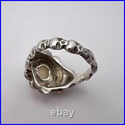 Women Ring Jewelry Vintage Of Sterling Silver 925 Men Skulls Opal Stone Size 10