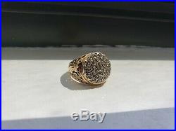 Wow Vintage Estate 10k Yellow Gold Mens Diamond Cluster Pinky Ring