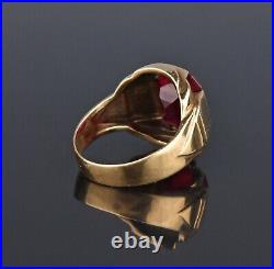 Yellow Gold Plated Simulated Pink Art Deco Ring Men's EngagementWedding Band